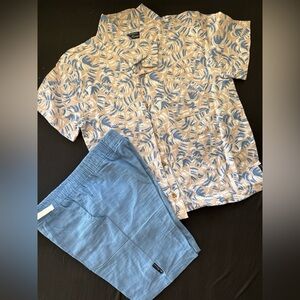 Ben Sherman Tropical Print Shirt and Blue Shorts Set kids size 7